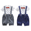 Stand Collar Short Sleeve Polka Dot Print Summer Kid Two-piece Suit