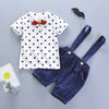 Stand Collar Short Sleeve Polka Dot Print Summer Kid Two-piece Suit