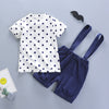 Stand Collar Short Sleeve Polka Dot Print Summer Kid Two-piece Suit