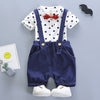 Stand Collar Short Sleeve Polka Dot Print Summer Kid Two-piece Suit