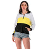 Loose-fitting Women Hoodie Color Splice Long Sleeve with Zipper Design