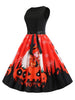 Retro 50s Halloween Sleeveless Party Swing Dress