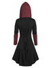 Hooded Glove Sleeve Lace-up Contrast Dress