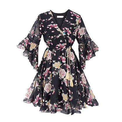 Chiffon Dress Floral Print Plus Size