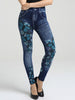 Floral Butterfly Print Elastic Waist Jeggings
