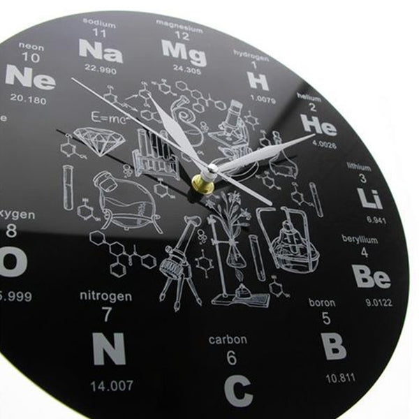 Creative Periodic Table of Chemical Elem Wall Clock Formula Scale Science Art Decoration