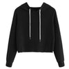 Women Pullover Hooded Collar Solid Color Hoodie Long Sleeve