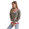 V-neck Leopard Print Sweater Color Blocking Women Pullover