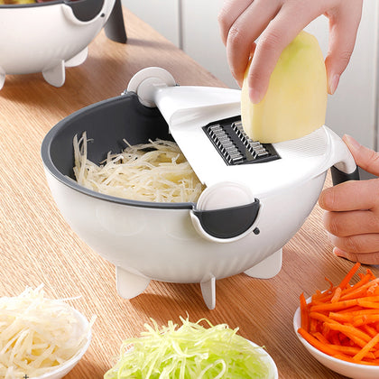 9 IN 1 Multi-function Easy Food Chopper Mandoline Vegetable Cutter Food Slicer Rotate Drain basket