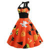 Pumpkin Ghost Buttons Halloween Halter Dress