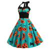 Pumpkin Ghost Buttons Halloween Halter Dress