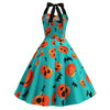 Pumpkin Ghost Buttons Halloween Halter Dress