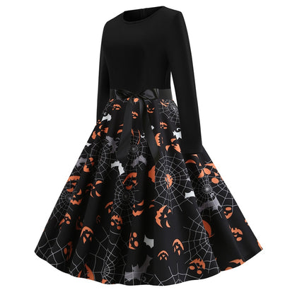 Plus Size Printed Halloween Pin Up Dress