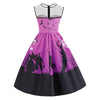Mesh Panel Bat Print Sleeveless Halloween Dress