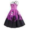 Mesh Panel Bat Print Sleeveless Halloween Dress