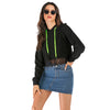 Short Hooded Sweater Hoodie with Lace Stitching Solid Color