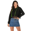 Short Hooded Sweater Hoodie with Lace Stitching Solid Color