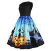 Lace Panel Bat Pumpkin Sleeveless Halloween Dress