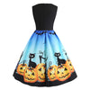 Lace Panel Bat Pumpkin Sleeveless Halloween Dress