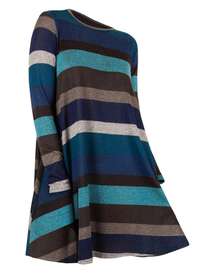 Striped Long Sleeve Longline Knitwear
