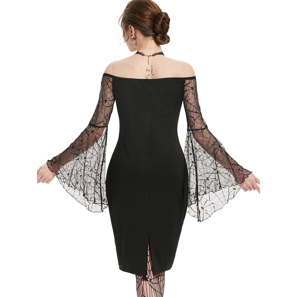 Gothic Off The Shoulder See Thru Bodycon Halloween Dress