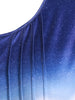 Ombre Pleated Button Up Plus Size Long Sleeve Top