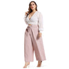 Plus Size Lace Pullover V Neck Lantern Sleeve Fashionable Women Crop Top