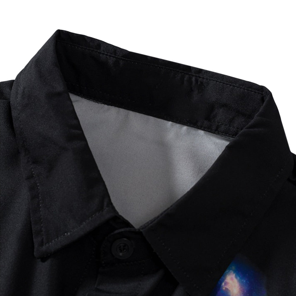 Men Shirt Fashionable Printed Pattern Long Sleeve Turn-down Collar for Fall