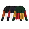 Women Pullover Sweater Color Splice Stand-up Collar Long Sleeve