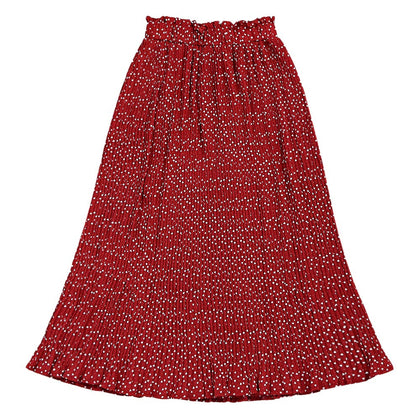 Women Skirt Pleated Heart Printed High Waist