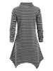 Stripes Cowl Neck Pockets Handkerchief Plus Size Top