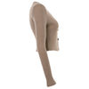 Single-breasted Pullover Solid Color Round Neck Long Sleeve Women Crop Top