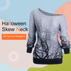 Halloween Skew Neck 3D Tree Print Sweatshirt