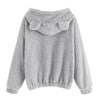 Women's Fleece Hooded Ears Long Sleeve Sweater Jacket Hoodie