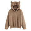 Women's Fleece Hooded Ears Long Sleeve Sweater Jacket Hoodie