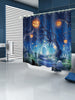 Halloween Cemetery Pumpkin Tree Print Waterproof Bathroom Shower Curtain