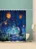 Halloween Cemetery Pumpkin Tree Print Waterproof Bathroom Shower Curtain