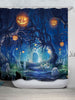 Halloween Cemetery Pumpkin Tree Print Waterproof Bathroom Shower Curtain