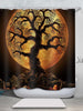 Halloween Tree Moon Night Print Waterproof Bathroom Shower Curtain