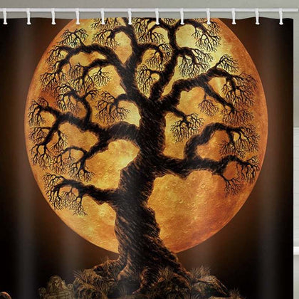 Halloween Tree Moon Night Print Waterproof Bathroom Shower Curtain