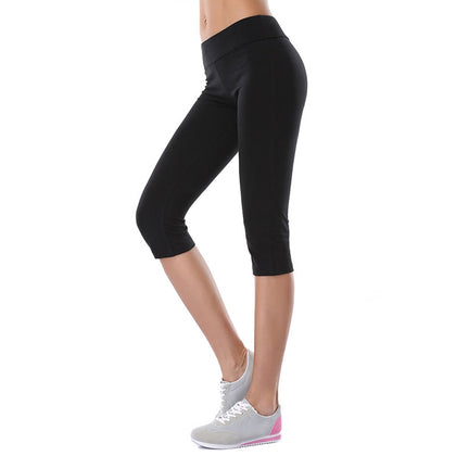 Yoga Cropped Trousers Solid Color Quick Dry Pants