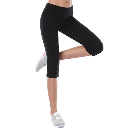 Yoga Cropped Trousers Solid Color Quick Dry Pants