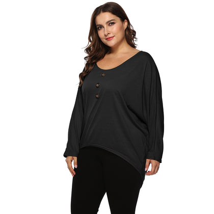 Plus size Round neck bat sleeve top