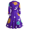 Long Sleeve Sun Moon Star Print A-line Women Dress