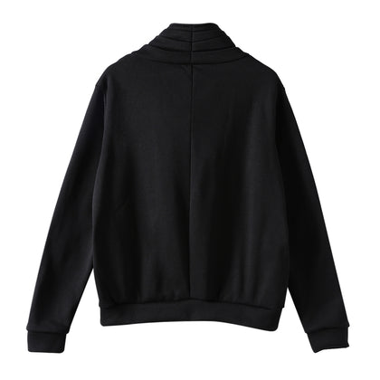 Women Coat Diagonal Zipper Irregular Neckline Cardigan Long Sleeve