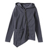 Diagonal Zipper Hooded Coat Women Irregular Jacket