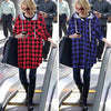 Fashion Plaid Hoodie Sweatshirt Coat Long Sleeve Blouse