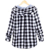 Fashion Plaid Hoodie Sweatshirt Coat Long Sleeve Blouse