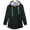 Fashion Plaid Hoodie Sweatshirt Coat Long Sleeve Blouse