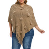 Pompoms Fringed Poncho Plus Size Sweater